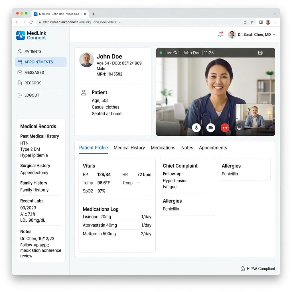 MedConnect — Secure Telehealth & Patient Care Platform Screenshot 1